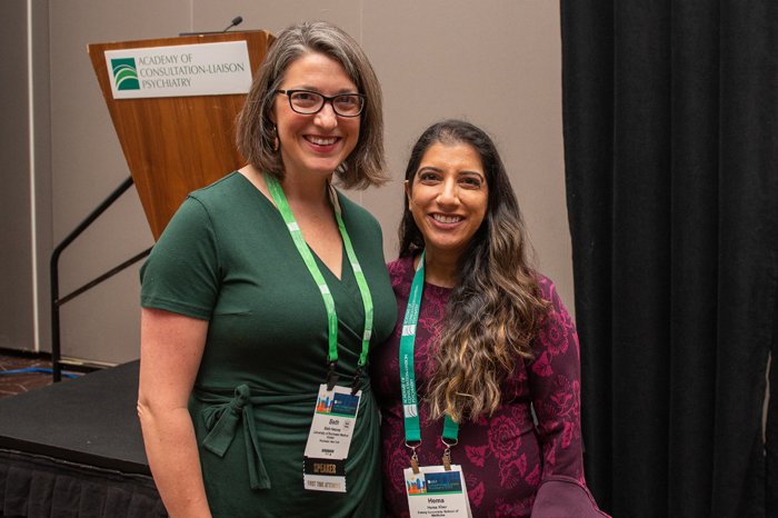 Hema Kher, MD, Emory University School of Medicine, paired up with Beth Heaney, PMHNP [primary mental health nurse practitioner}, DNP, University of Rochester, to give a presentation on delirium.